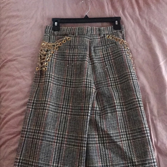 Y Project, gold Chain embellished plaid pants - Picture 2 of 3